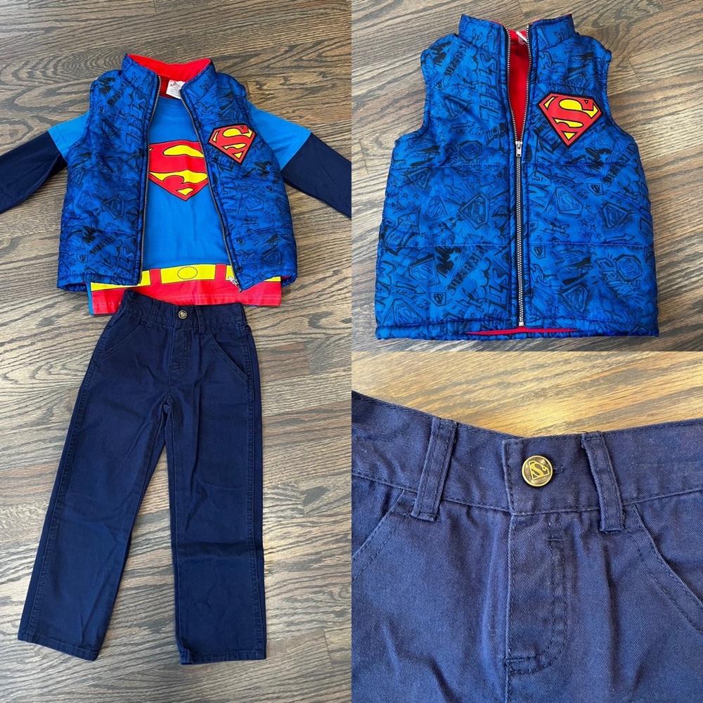 EUC 4T Superman Outfit- Long sleeve, Jeans & Vest